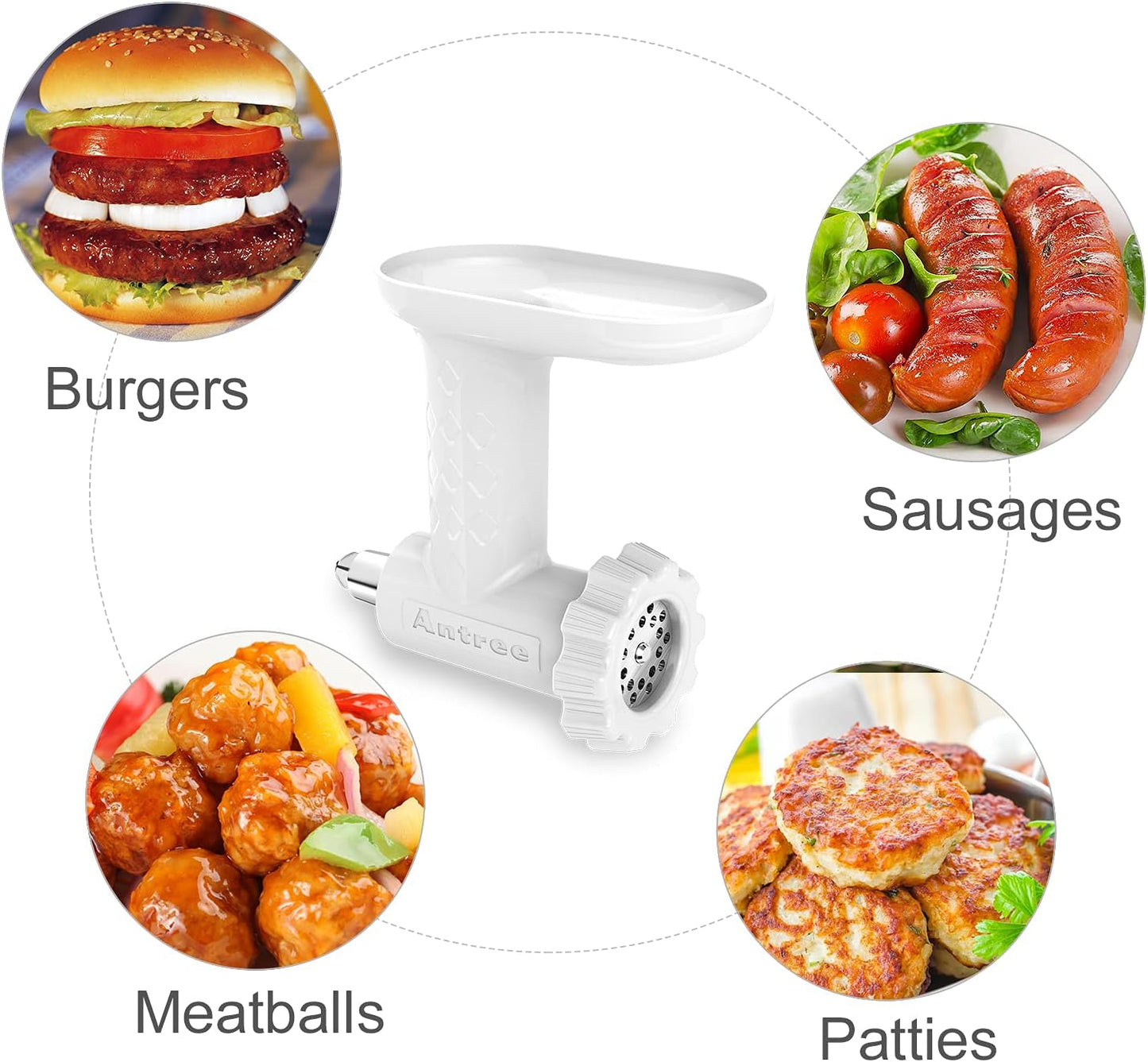 Food Meat Grinder Attachments for KitchenAid Stand Mixers, Excellent Food Grade Meat Grinder Accessories Meat Mixer Attachment Including 2 Sausage Stuffer Tubes Rust-proof and Durable