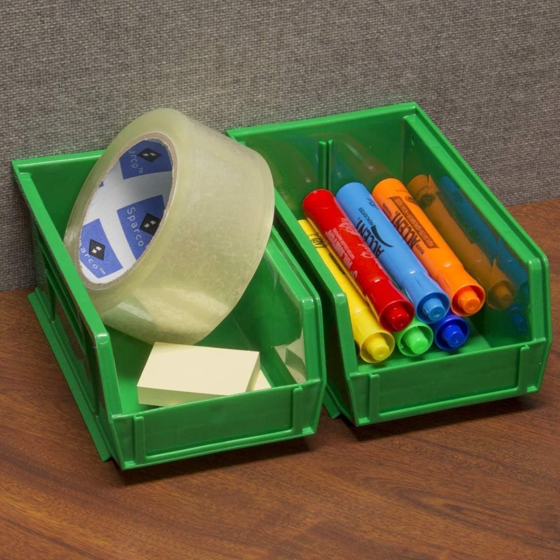 Akro-Mils 30220 AkroBins Plastic Storage Bins, Space-Saving Stackable Bins for Garage, Pantry, Craft Organization, 7-" x 4-" x 3-", Blue, 24-Pack