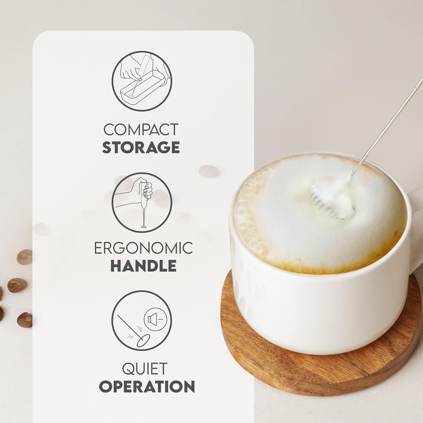 Zulay Powerful Milk Frother Wand - Mini Handheld Stainless Steel - Battery Operated Drink Mixer for Coffee, Lattes, Cappuccino, Matcha - FrothMate Gift - Black