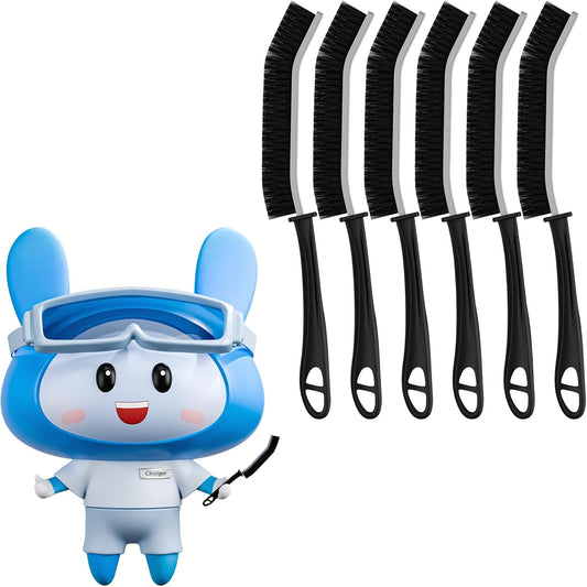 Crevice Cleaning Brushes, Scrub Brush for Hard to Reach Small Space, Home Essentials, Cleaning Supplies, Cleaning Tools for Household Use, Bathroom, Shower, Kitchen, Window, Toilet (6, Black)