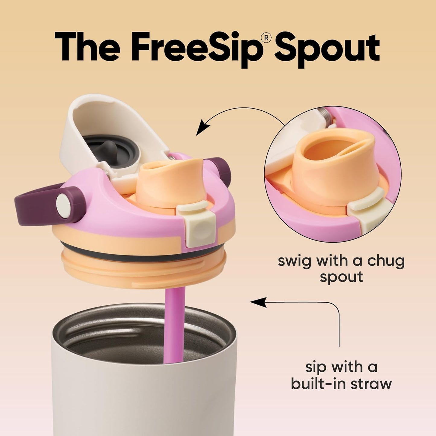 Owala FreeSip Sway Insulated Stainless Steel Water Bottle with Two-Way Spout, Built-In Straw and Bucket Handle, Made for Travel, School, and Sports, 30oz, BPA Free, Leak Proof, Daybreak