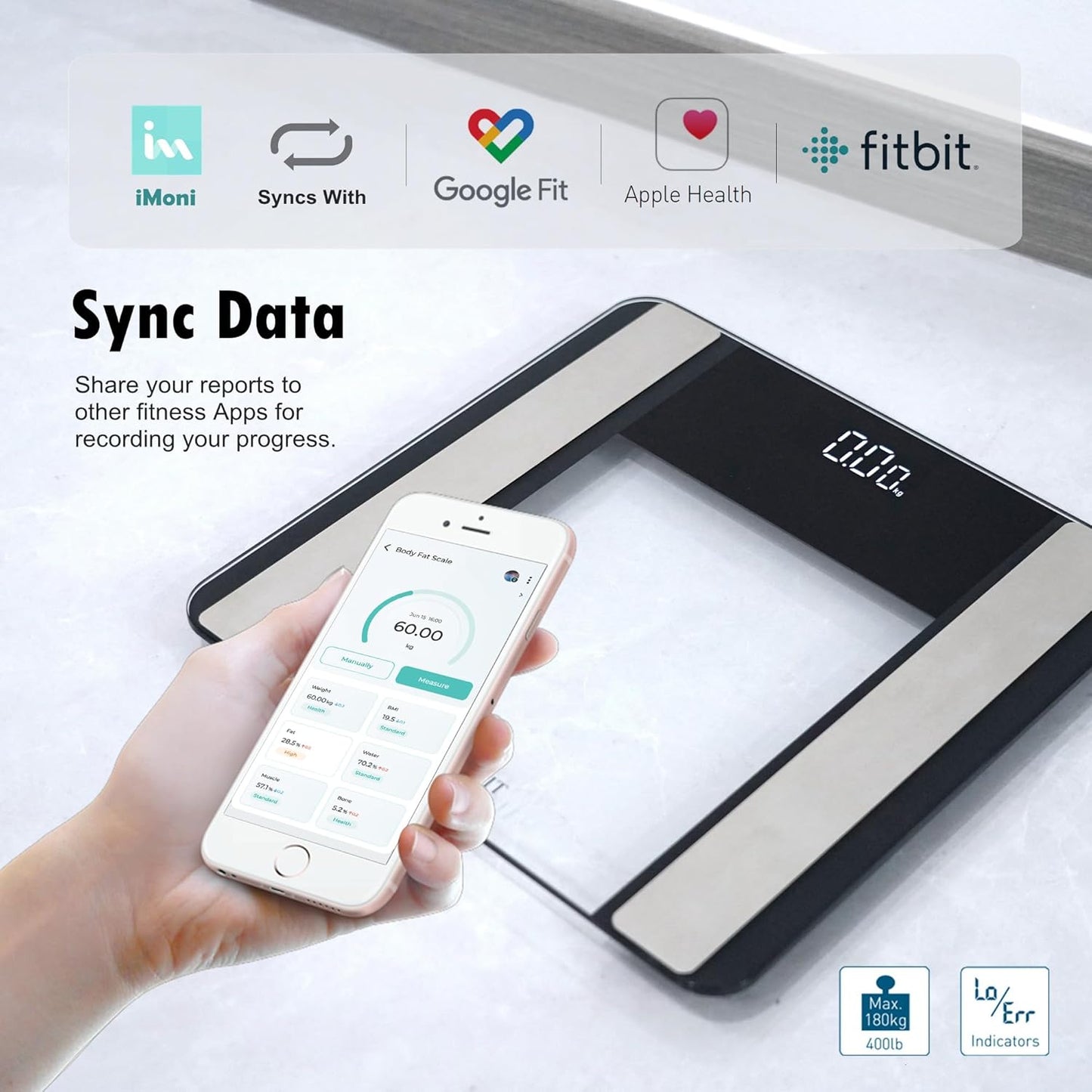 Smart Scale for Body Weight and Fat Percentage, NUTRI FIT Digital Bathroom Scale Bluetooth Biometric Scale for BMI, 17 Metrics Body Composition Analyzer High Accuracy for Weight Loss, Sync App