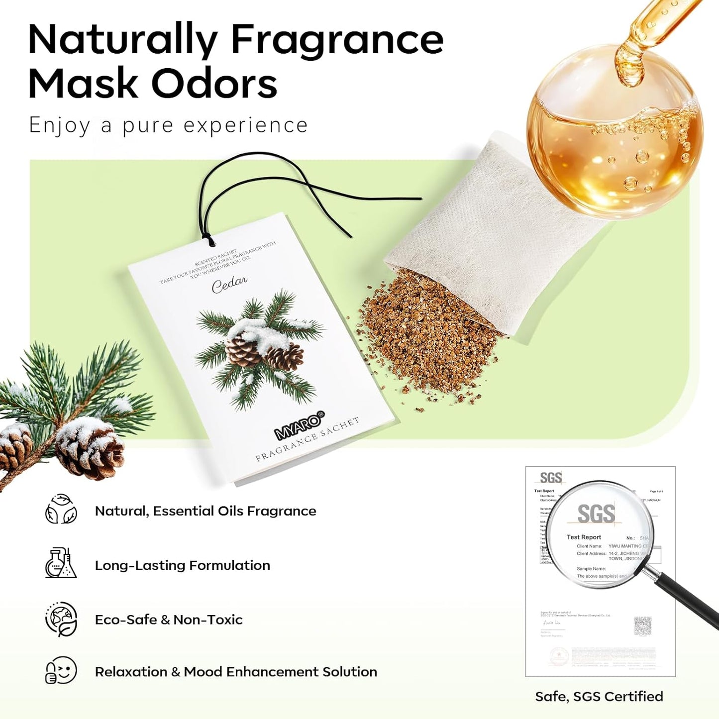 MYARO 12 Packs Cedar Scented Sachets for Drawer and Closet, Fresh Scents Drawer Deodorizers Long Lasting Air Freshener for Home Car House Fragrance