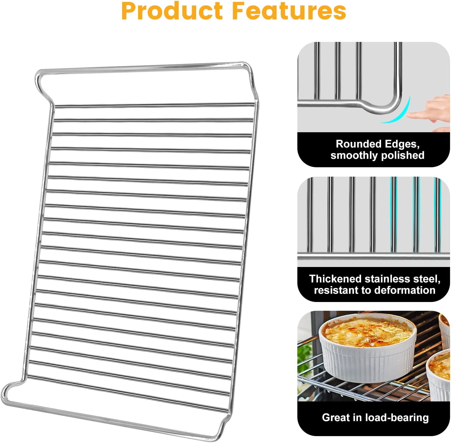 Smart Oven Rack for Breville Oven BOV900BSS, 16.5''*12.2'' Stainless Steel Air Fryer Accessories Replacement Parts Grill Rack Baking Tray，Dishwasher safe