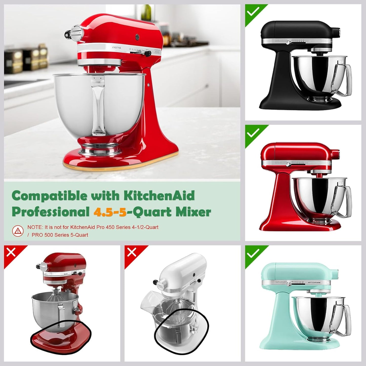 Compatible with Kitchen aid 4.5-5 Qt Bamboo Mixer Slider - Appliance Slider for Tilt Head Kitchen aid Stand Mixer Artisan, Countertop Storage Mover Sliding Tray (4.5-5 Qt with Foot Slot - Natural)