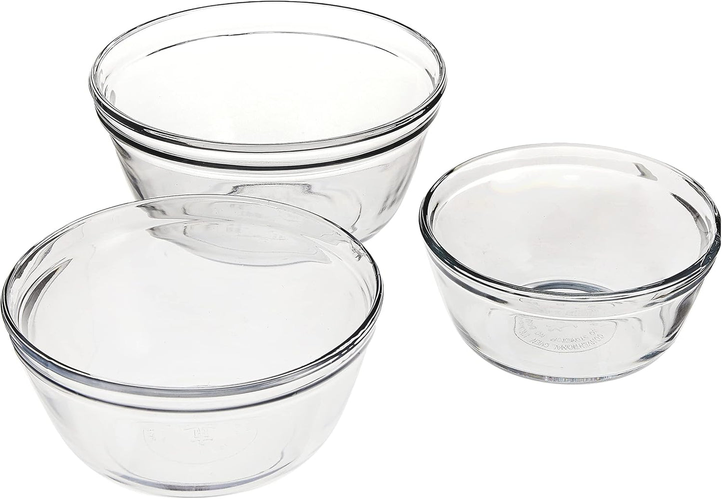 Anchor Hocking Anchor 3-Piece Glass Mixing Bowl Set, Clear