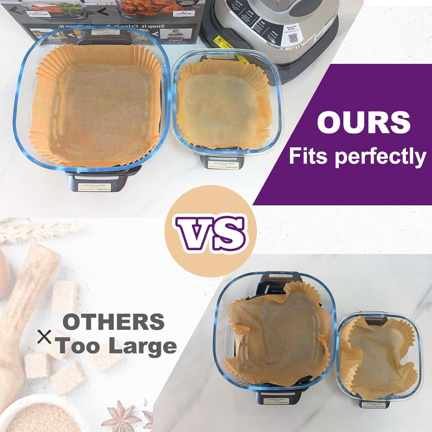 Air Fryer Liners Disposable for Ninja Crispi, 260 PCS Ninja Crispi Air Fryer Accessories for Ninja Crispy Glass Container, Ninja Crispi Accessories for 4 QT & 6 Cup Ninja Crispy Air Fryer