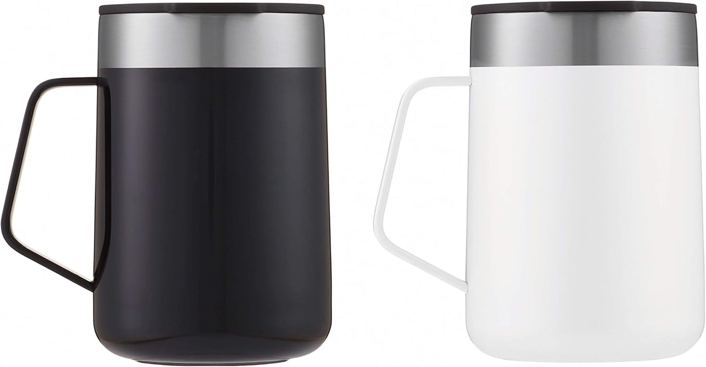 Contigo Streeterville Stainless Steel Travel Mugs 14oz, Stylish Duo Pack with Splash-Proof Lid, Vacuum-Insulated Coffee Mugs with Handle & Grip Base, Dishwasher Safe - Licorice & Salt