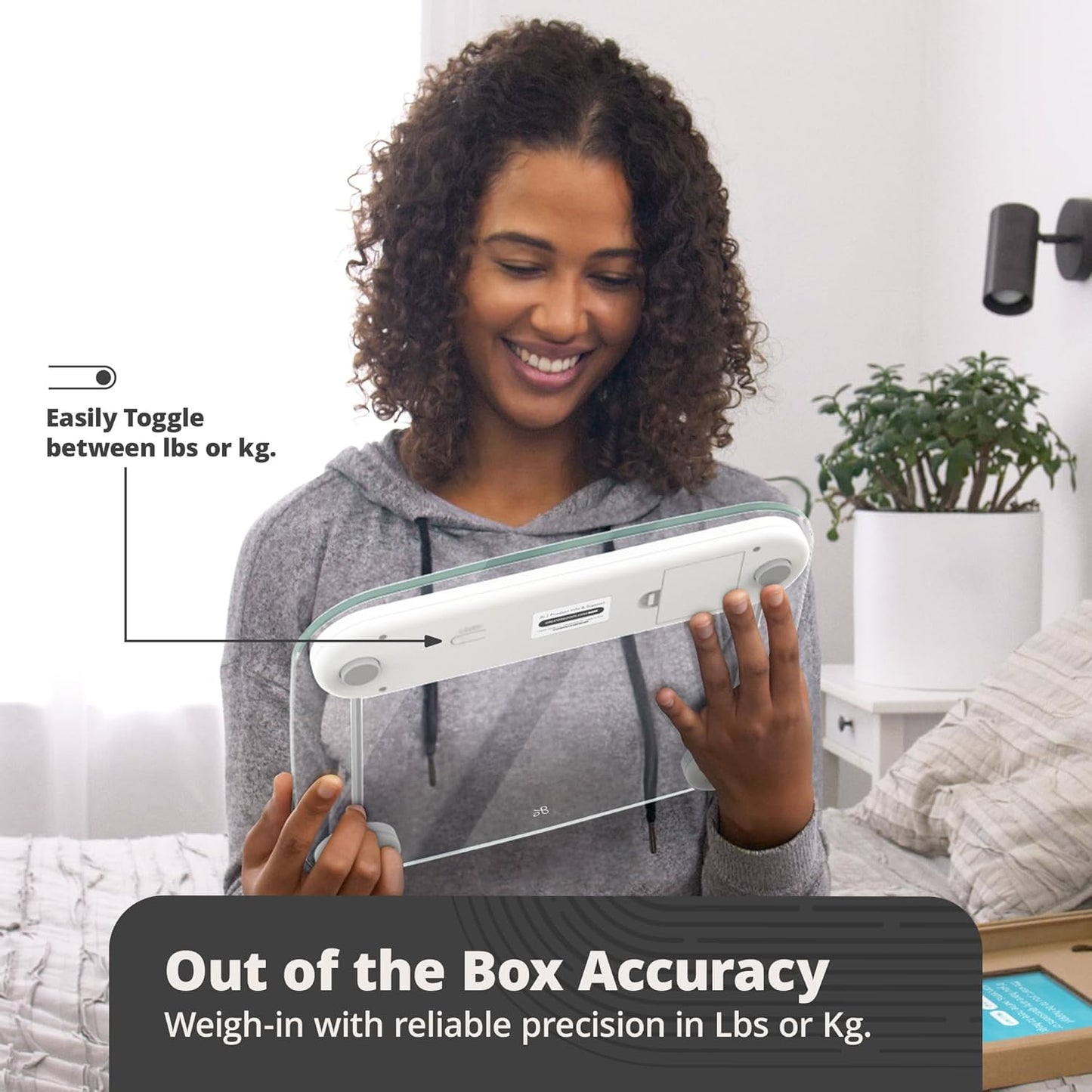 Greater Goods Digital AccuCheck Bathroom Scale for Body Weight, Capacity up to 400 lbs, Batteries Included, Clear