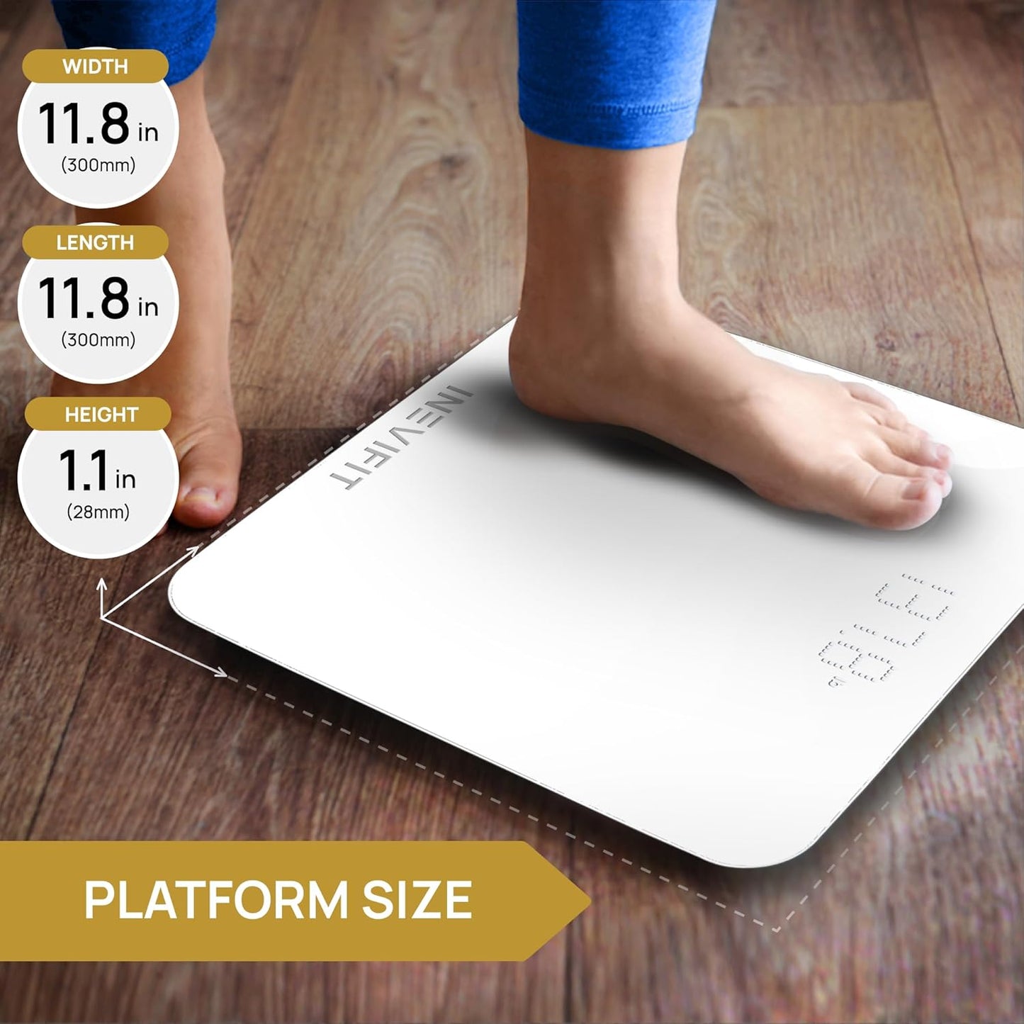 INEVIFIT Bathroom Scale, Highly Accurate Digital Bathroom Body Scale, Measures Weight up to 400 lbs. Includes Batteries