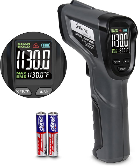 Etekcity Temperature Gun Infrared Thermometer -58°F 1130°F, Digital Laser Heat Gun with Adjustable Emissivity & Max Measure for Pizza Ovens, Griddles, Meat, Refrigerators, Engine, HVAC, Kitchen & Pool