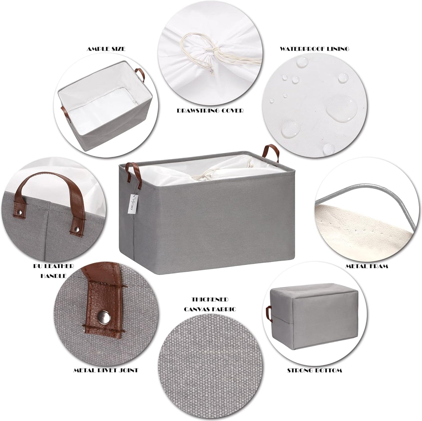 Hinwo 70L Extra Large Storage Bins, 4-Pack Closet Organizers and Storage, Foldable Clothes Storage Baskets with Handles, Containers for Clothing, Blanket, Comforters, Toys, Bedding (Gray)