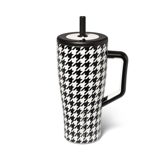 BrüMate Era 30 oz Tumbler with Handle and Straw | 100% Leakproof Insulated Water Bottle Tumbler with Lid and Flexible SoftSip Straw | Made of Stainless Steel | Cup Holder Friendly | 30oz (Houndstooth)