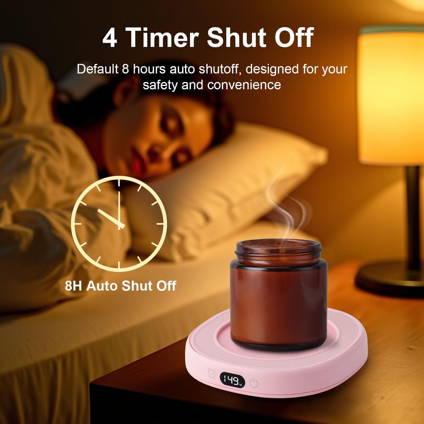 Bsigo Smart Coffee Mug Warmer & Cute Cat Mug Set, Coffee Beverage Cup Warmer for Desk Home Office, Candle Warmer Plate for Cocoa Milk Tea Water with 3 Temperature Up to 149℉/ 65℃, 8 Hour Auto Shut Off