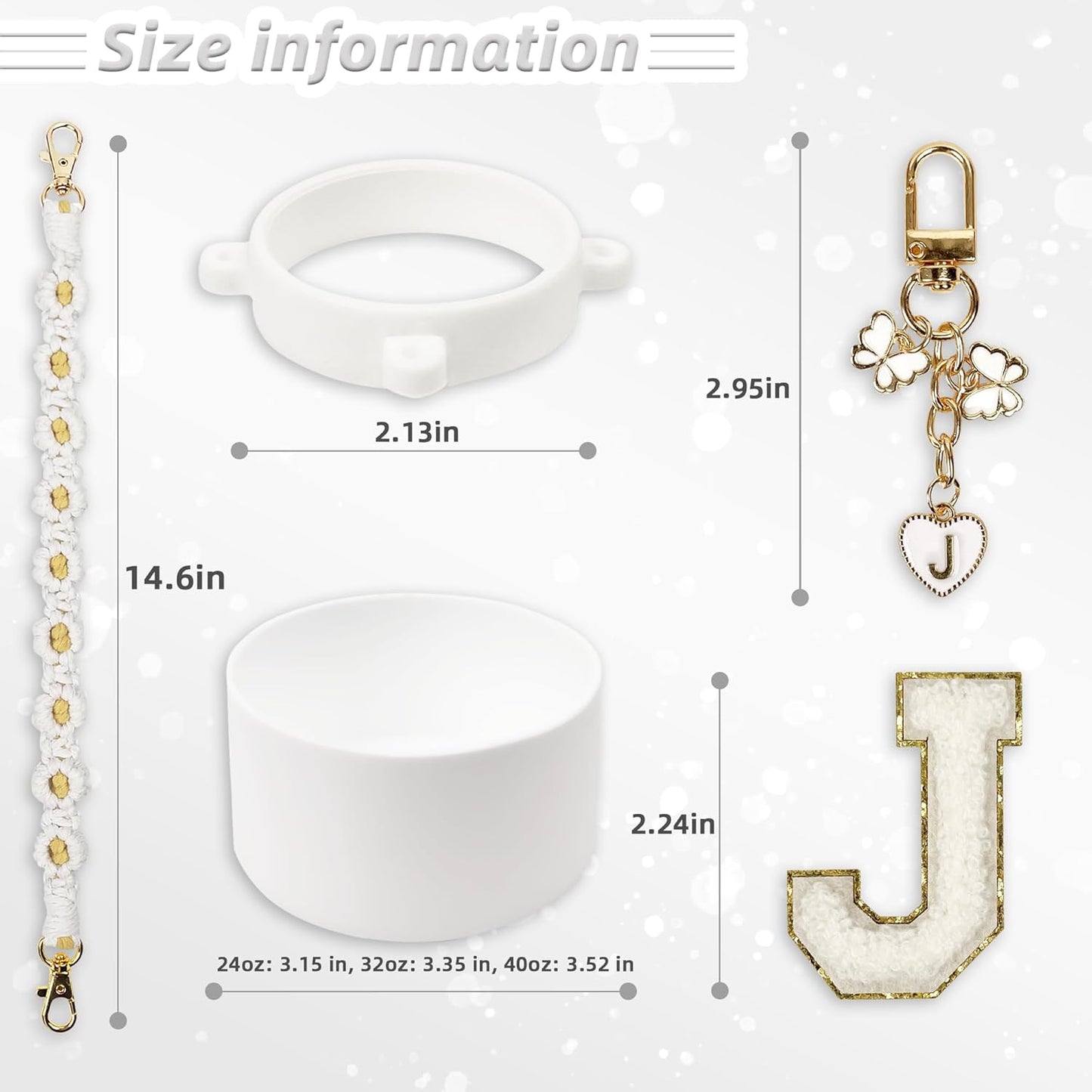 SITKOL Silicone Boot Cute Monogram Set Compatible with Owala Water Bottle 24 oz, 32 oz, 40 oz - Perfect Letter Owala Accessories for Owala Tumbler, Owala Free Sip, Pink Owala, Black Owala