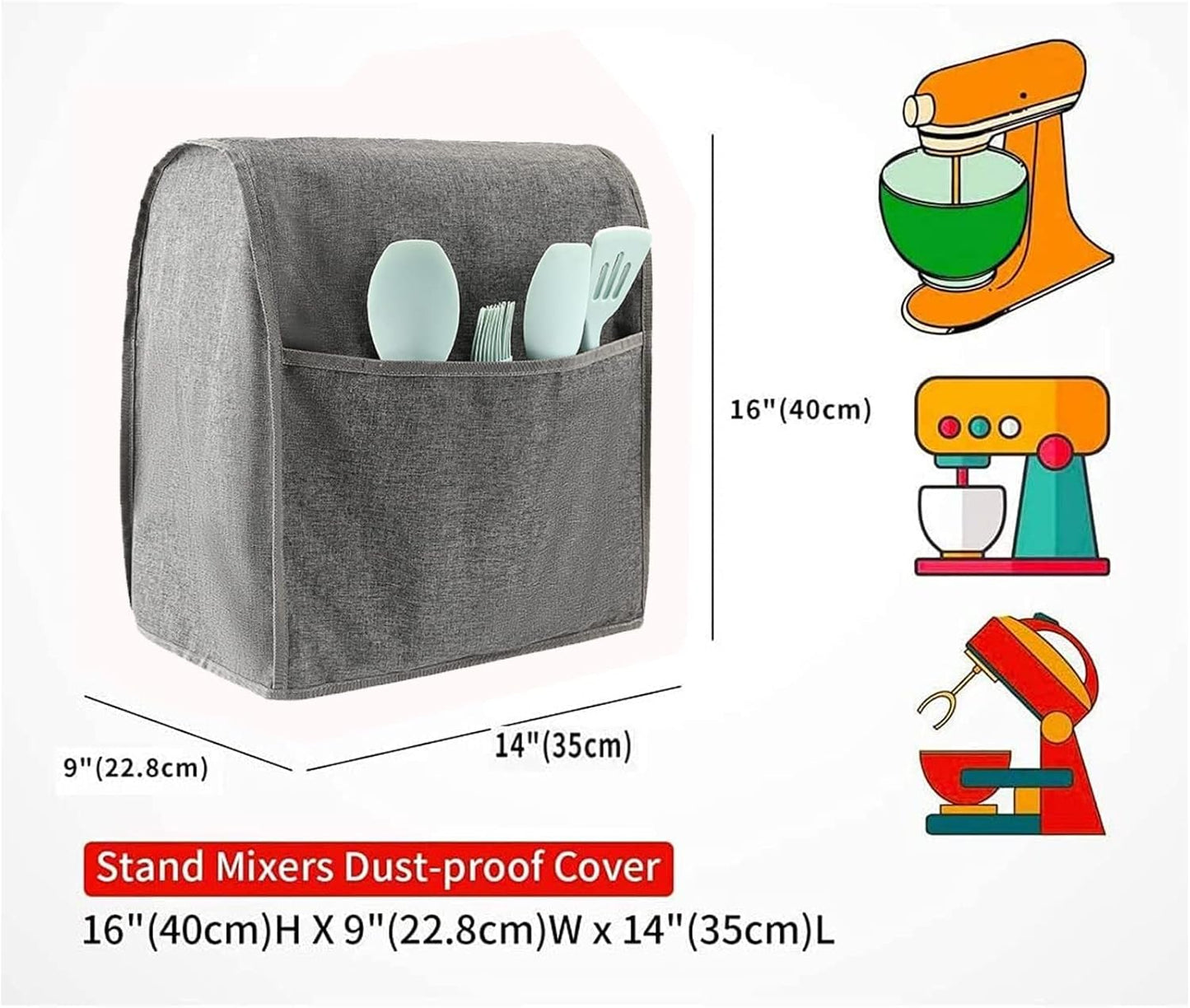 Stand Mixer Cover,Kitchen Mixer Cover Compatible With 5-8 Quart Kitchenaid Hamilton Mixers,Pioneer Woman Kitchen Mixer Cover for Stand Mixer With Pockets,Kitchen Aid Mixer Assecories