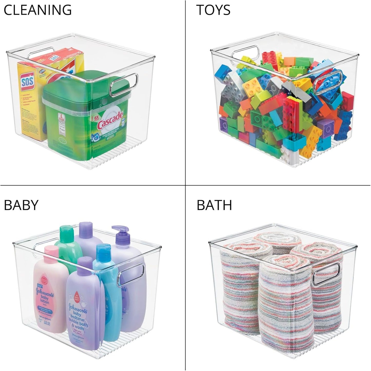 mDesign Plastic Storage Closet Organizer Bin, Container Bin for Entryway, Hallway, Bedroom, Linen, and Coat Closet - Organization for Clothing, Blankets, Toys, and Accessories, Ligne Collection, Clear