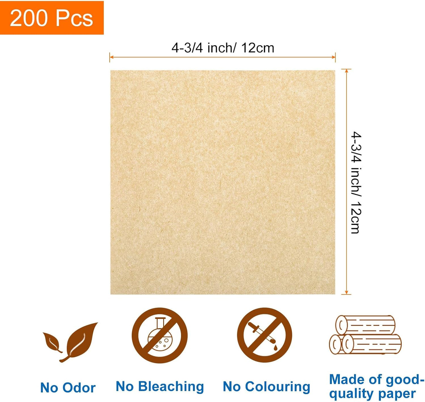 uxcell 200Pcs Air Fryer Parchment Paper, 4-3/4 Inch Square Air Fryer Liner, Non-Stick Steamer Liners for Oven, Microwave, Steaming Basket, Brown