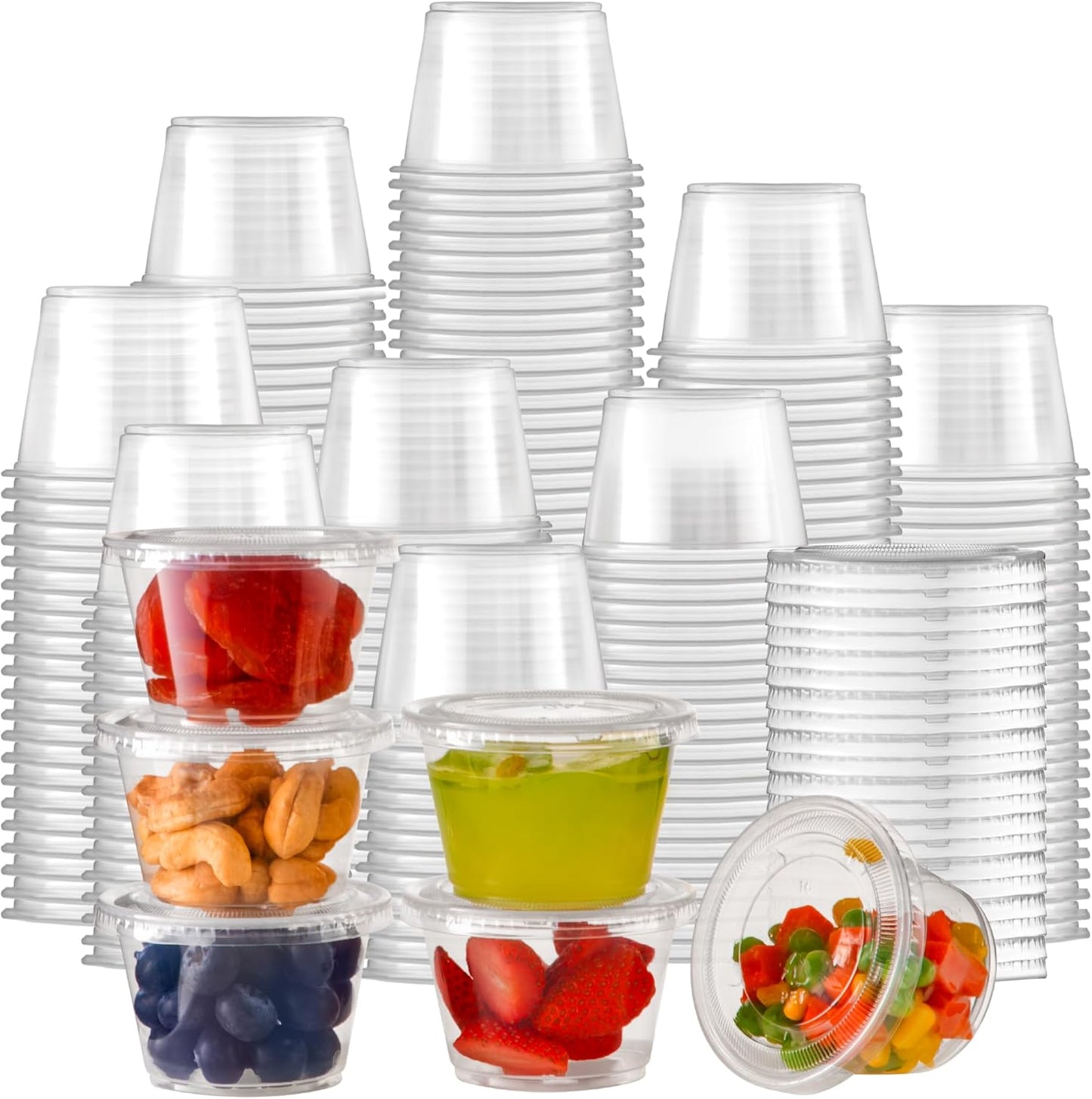 Fit Meal Prep 1250 Pack 4 oz Jello Shot Cups with Lids, Disposable Souffle Portion Cups for Sauce