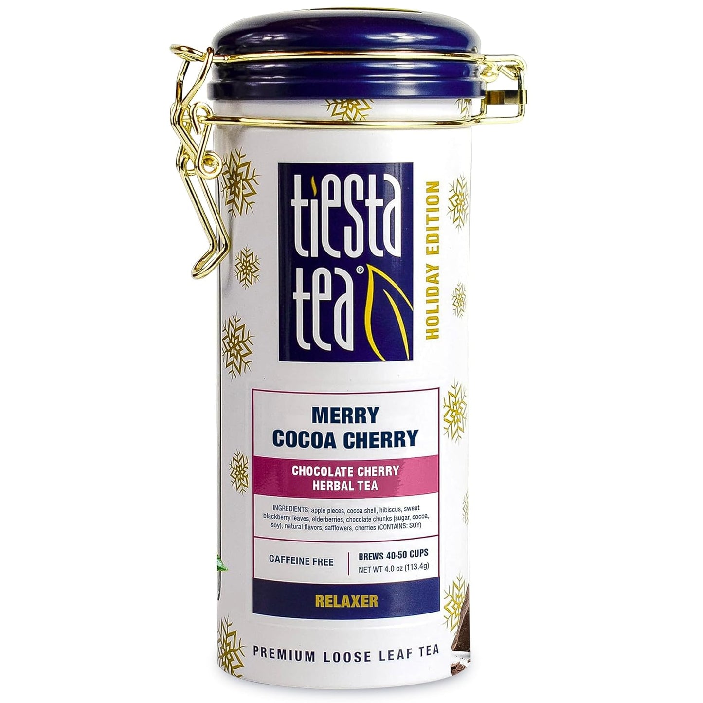 Tiesta Tea - Merry Cocoa Cherry Loose Leaf Tea, Chocolate Cherry Herbal Blend, Non-Caffeinated, Brew Hot or Iced, Refillable Tin Can, Makes up to 50 Cups, 4 Ounce