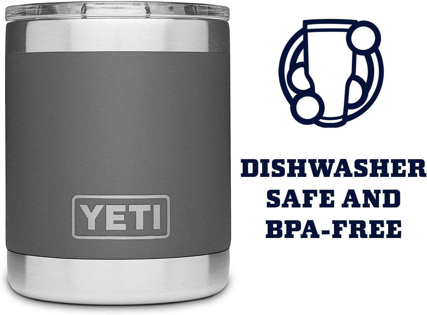 YETI Rambler 10 oz Lowball, Vacuum Insulated, Stainless Steel with Standard Lid