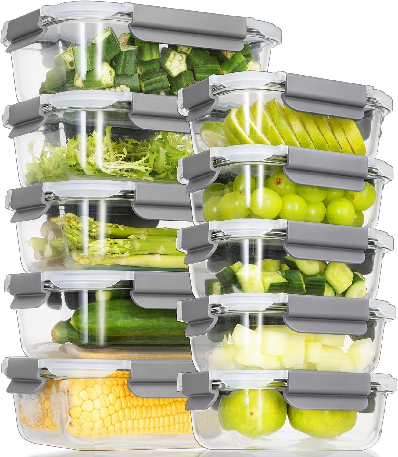 10 Pack Glass Meal Prep Containers with Lids - Airtight, Leak-proof, Bpa-free, Microwave, Oven, Freezer & Dishwasher Safe