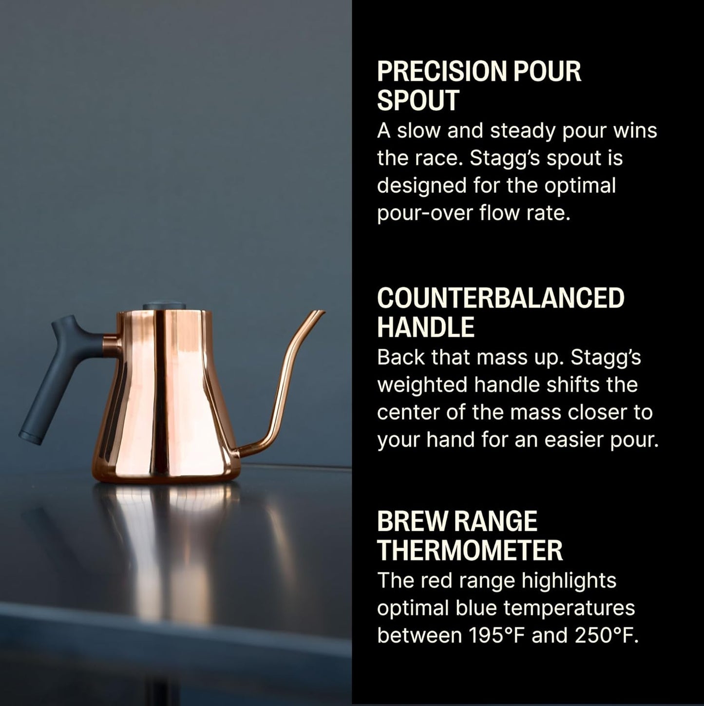 Fellow Stagg Stovetop Pour-Over Coffee and Tea Kettle - Gooseneck Teapot with Precision Pour Spout, Built-In Thermometer, Matte White, 1 Liter