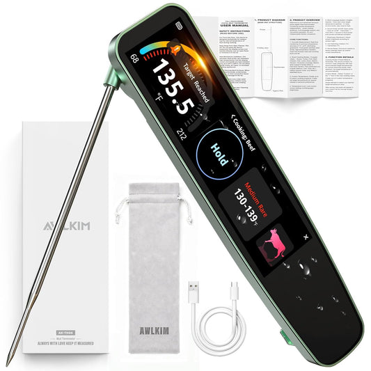 0.5s Instant Read Smart Meat Thermometer Digital, 3.8″ HD Touchscreen with Temp-OS, Professional Kitchen Food Thermometer for Cooking, Grill, BBQ | ±0.5°F, −58–572°F, IP68, USB-C Rechargeable