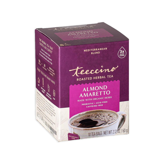 Teeccino Herbal Tea - Almond Amaretto - Rich & Roasted Herbal Tea That's Caffeine Free & Prebiotic for Natural Energy, 10 Tea Bags
