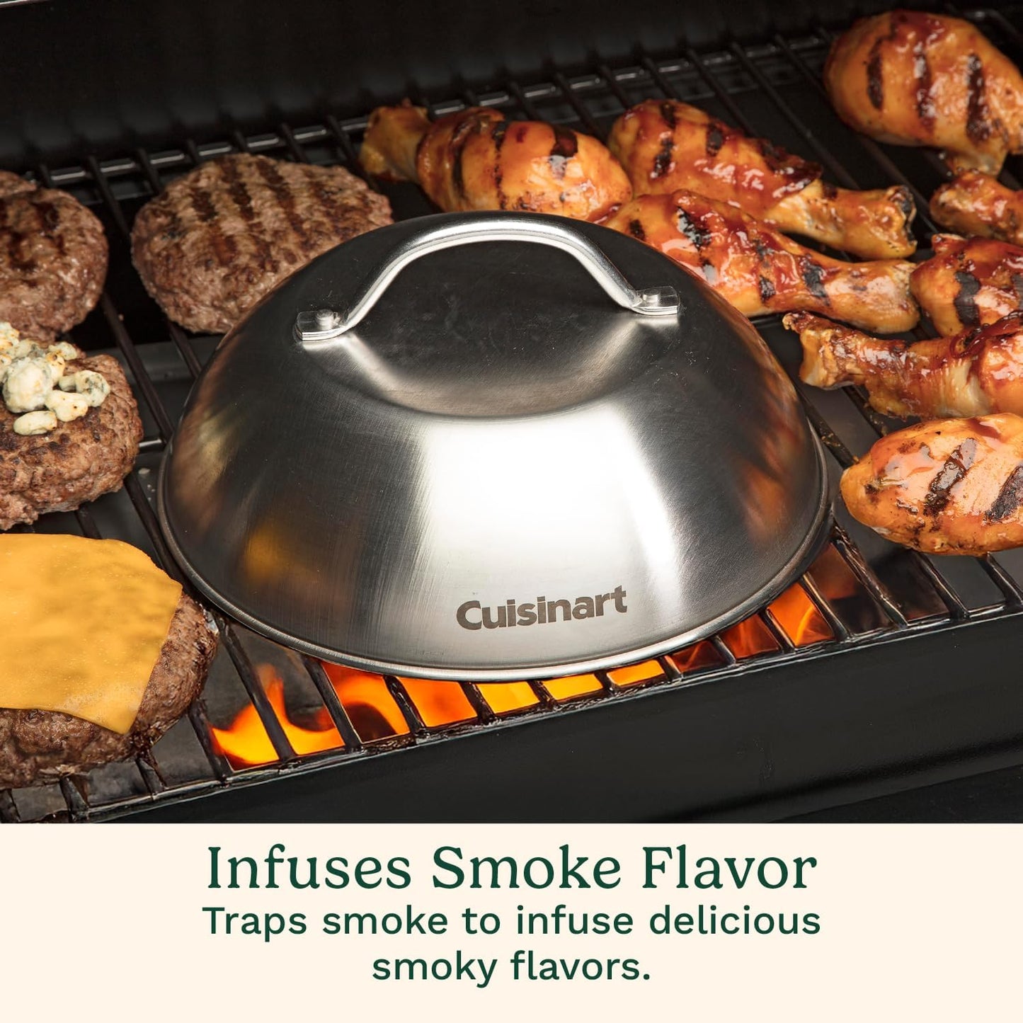 Cuisinart 9” Stainless Steel Melting Dome, Griddle Accessories for Flat Top Cooking, Basting Cover for Enhanced Flavor and Steaming Vegetables, Perfect for Indoor and Outdoor Cooking