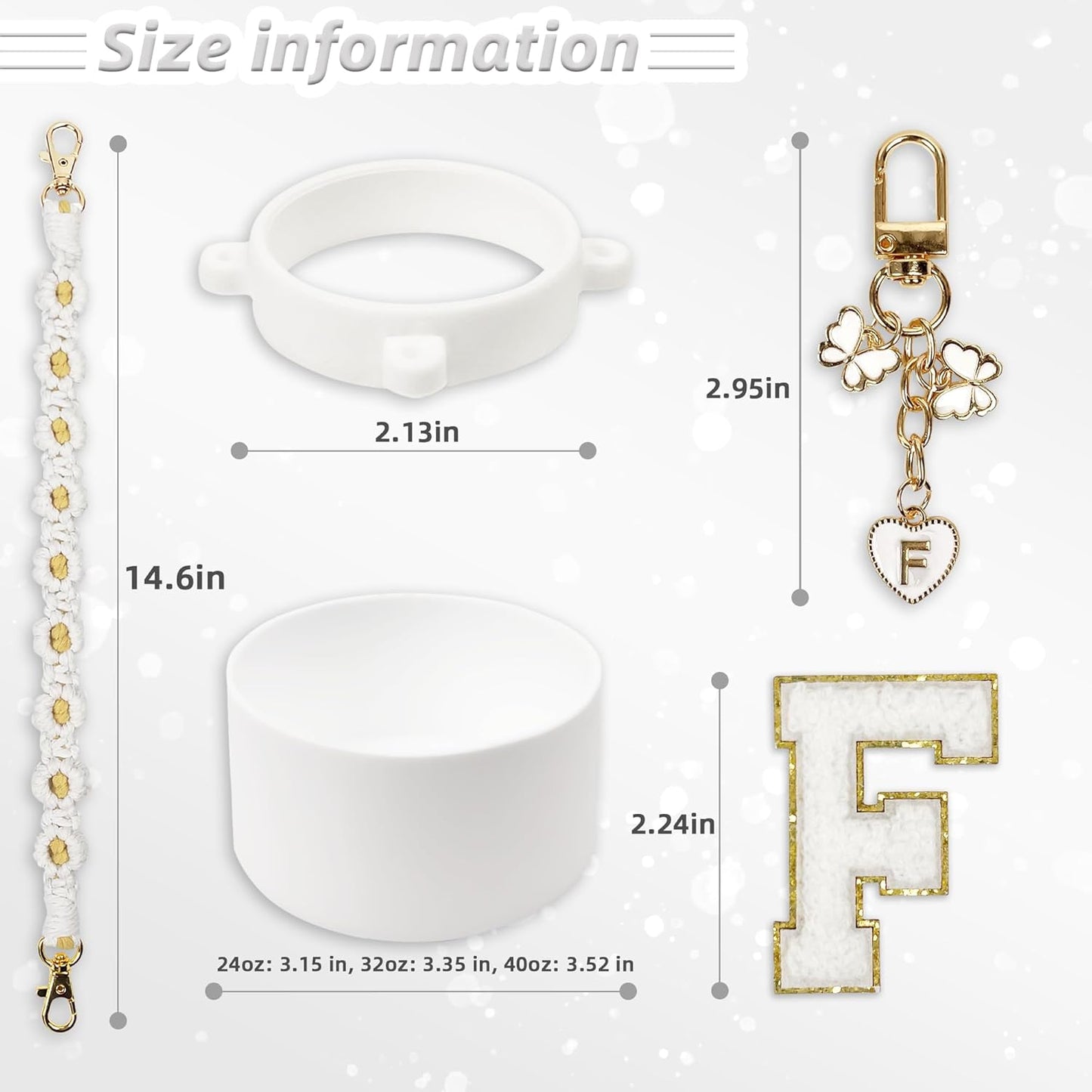 SITKOL Silicone Boot Cute Monogram Set Compatible with Owala Water Bottle 24 oz, 32 oz, 40 oz - Perfect Letter Owala Accessories for Owala Tumbler, Owala Free Sip, Pink Owala, Black Owala