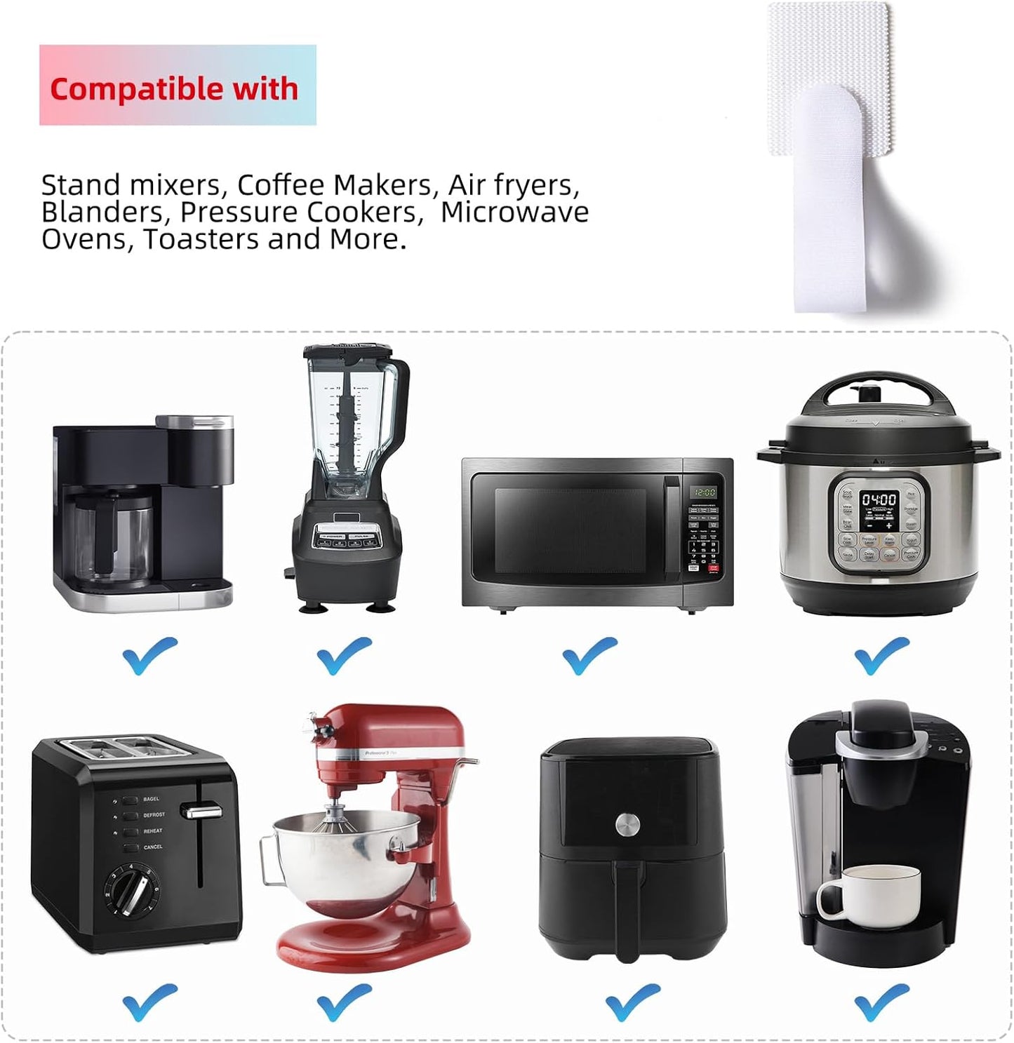 Cord Organizer for Appliances 12 Pack, SUITMAT Cable Organizer Cord Holder for Small Kitchen Appliances, Kitchenaid Stand Mixer Air Fryer Coffee Maker Pressure Cooker (White)