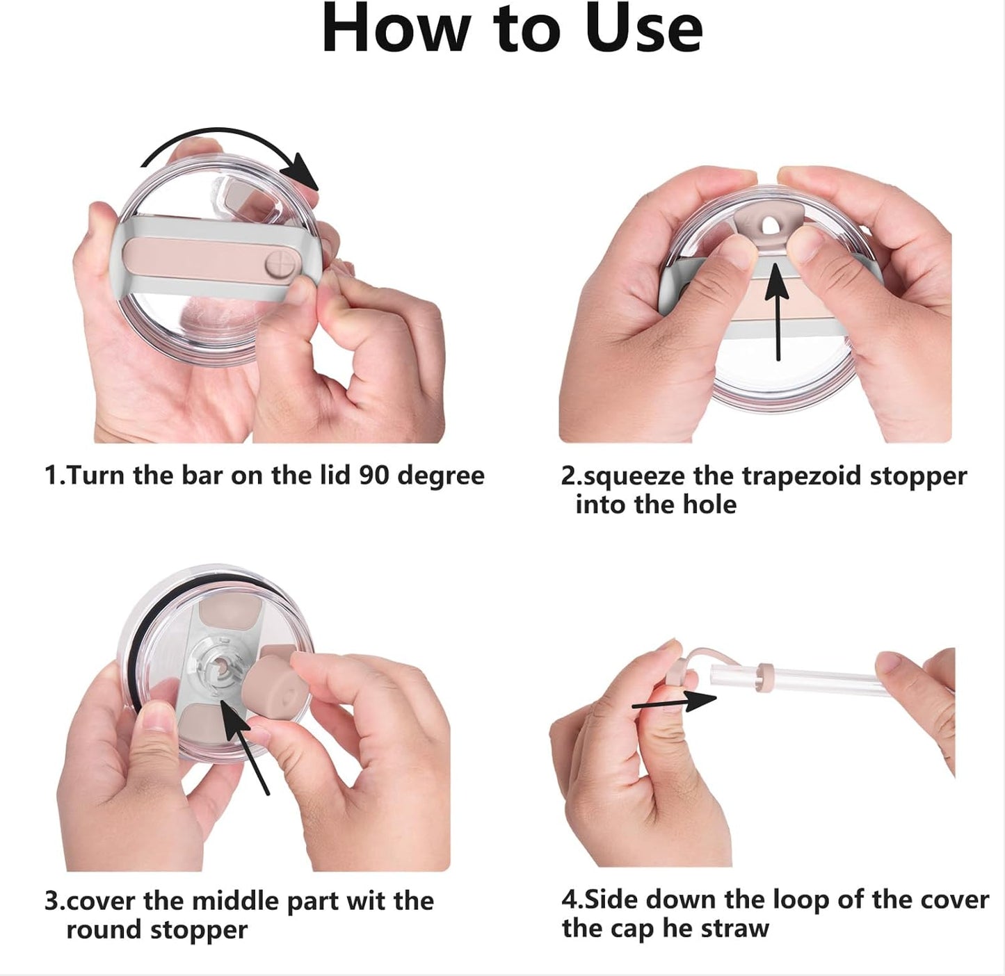 Silicone Spill Stopper Set Compatible with Stanley Cup 2.0 30oz & 40oz with Straw Cover (Set of 2, Pink Dusk)