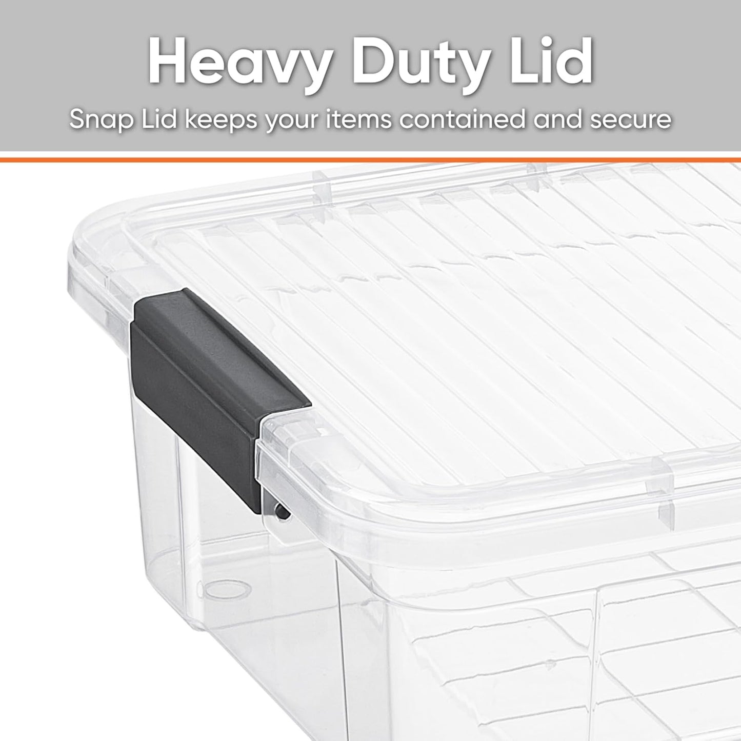 Superio 13.7 Qt Clear Plastic Storage Bins with Lids and Latches, Organizing Containers, Stackable Plastic Bin for Home, Garage, School, and Office