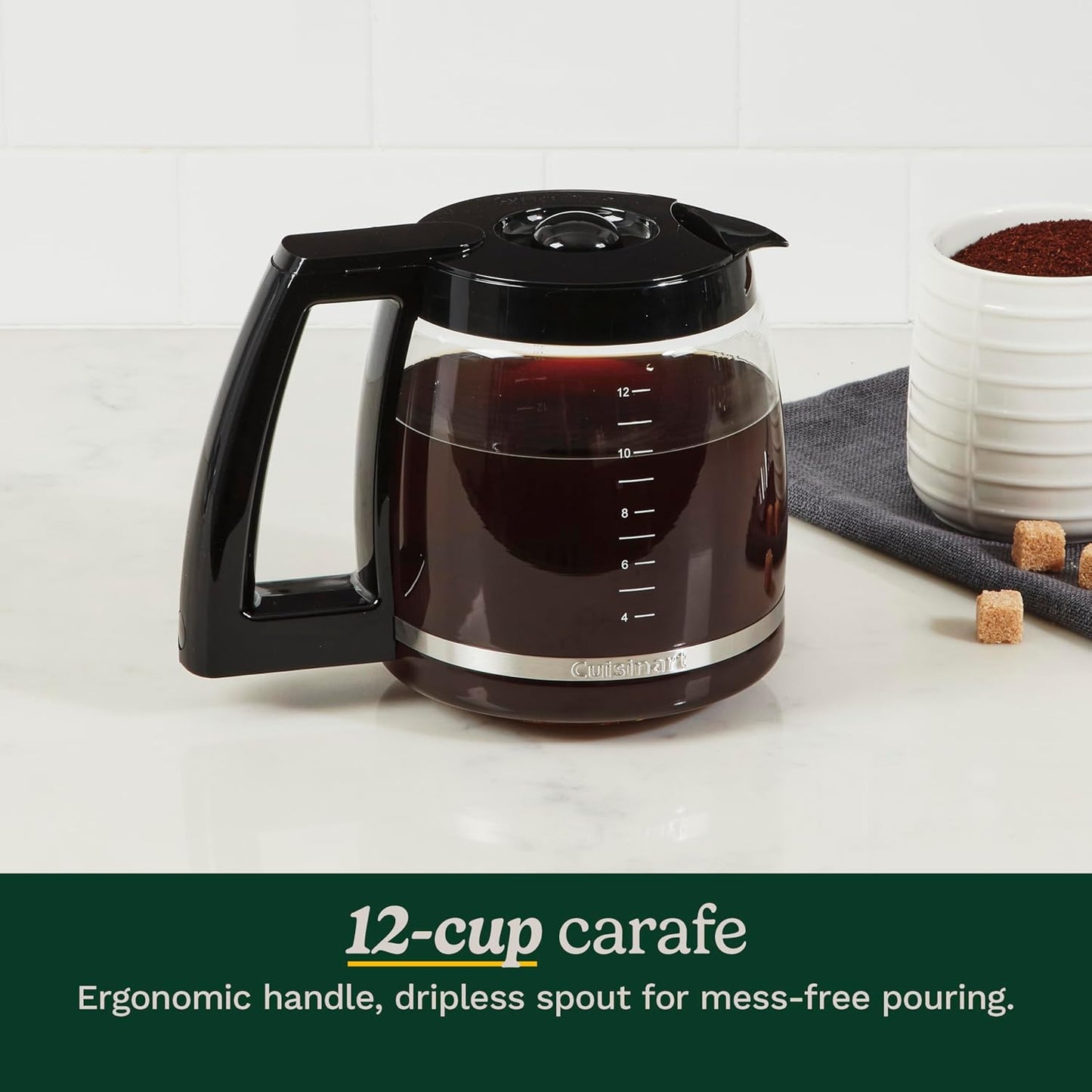 Cuisinart 12 Cup Brew Central Maker Coffee Maker, Black Stainless Steel, DCC-1200BKSNAS