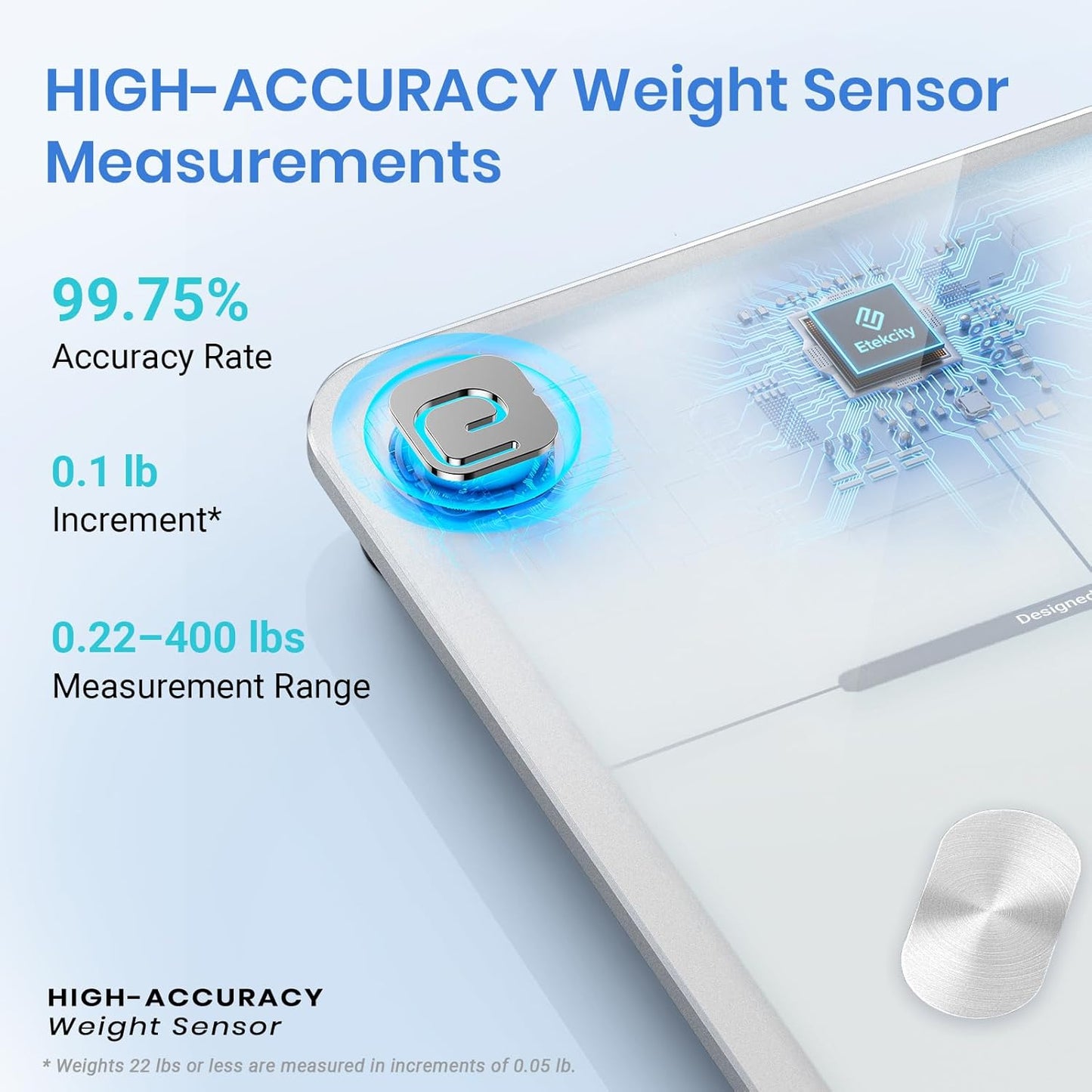 Etekcity Smart Scale for Body Weight and Fat Percentage, Digital Bathroom Accurate Weighing Machine for People's BMI Muscle, Bluetooth Electronic Body Composition Monitor Syncs with App, 400lb, White