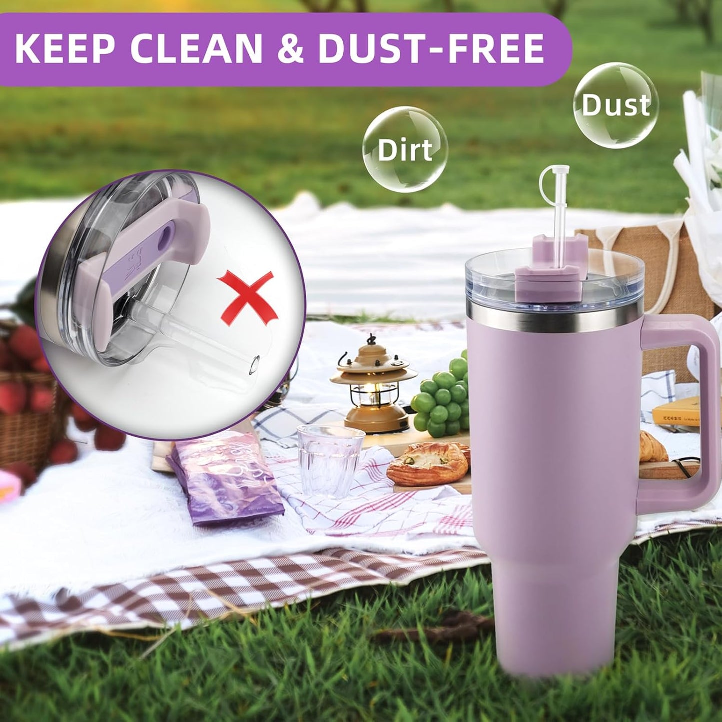 4Sets Silicone Spill Proof Stopper for Stanley 40/30 oz The Quencher H2.0 Flowstate Tumbler with Handle for Stanley Cup Accessories Include Straw Cover Cap Round Leak Stopper Square Spill Stopper