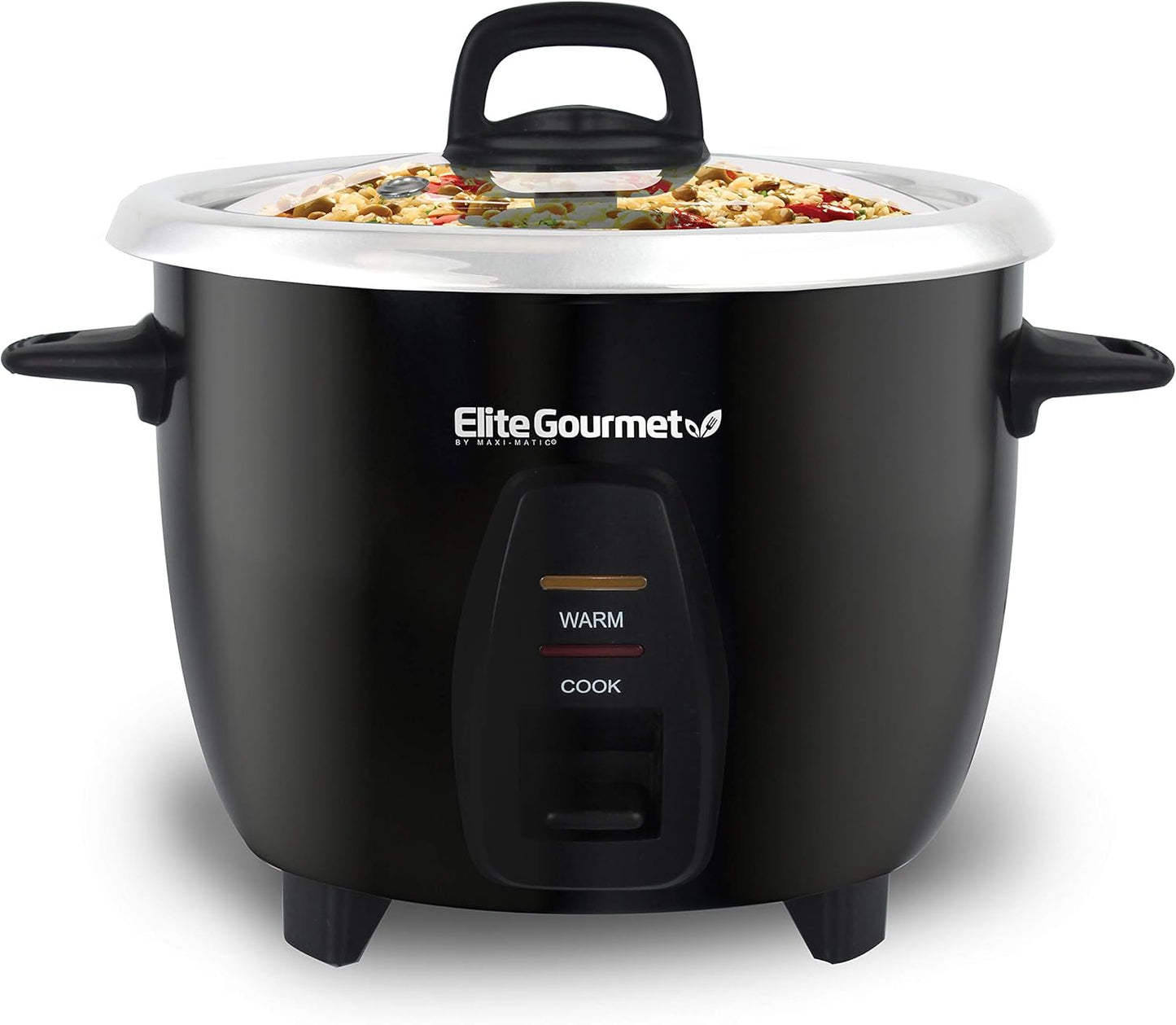 Elite Gourmet ERC2010B Electric Rice Cooker with Stainless Steel Inner Pot Makes Soups, Stews, Porridge's, Grains and Cereals, 10 cups cooked (5 Cups uncooked), Black