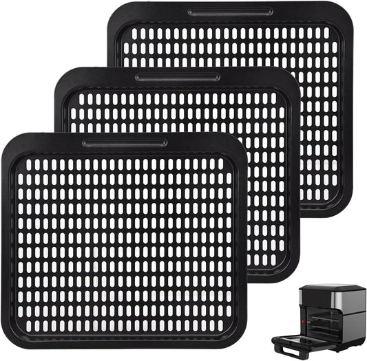 10 Qt Cooking Tray for Instant Vortex Plus10 Quart Air Fryer, 3 PCS Replacement Tray for Innsky 10.6 Qt Oven, Food Grade Nonstick Cooking Rack Parts Grill Pan Crisper Plate Accessories Dishwasher Safe