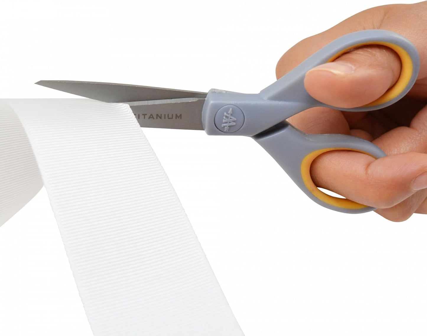 Westcott 13525 5-Inch Pointed Titanium-Bonded Crafting Scissors with Soft Handles, Gray/Yellow