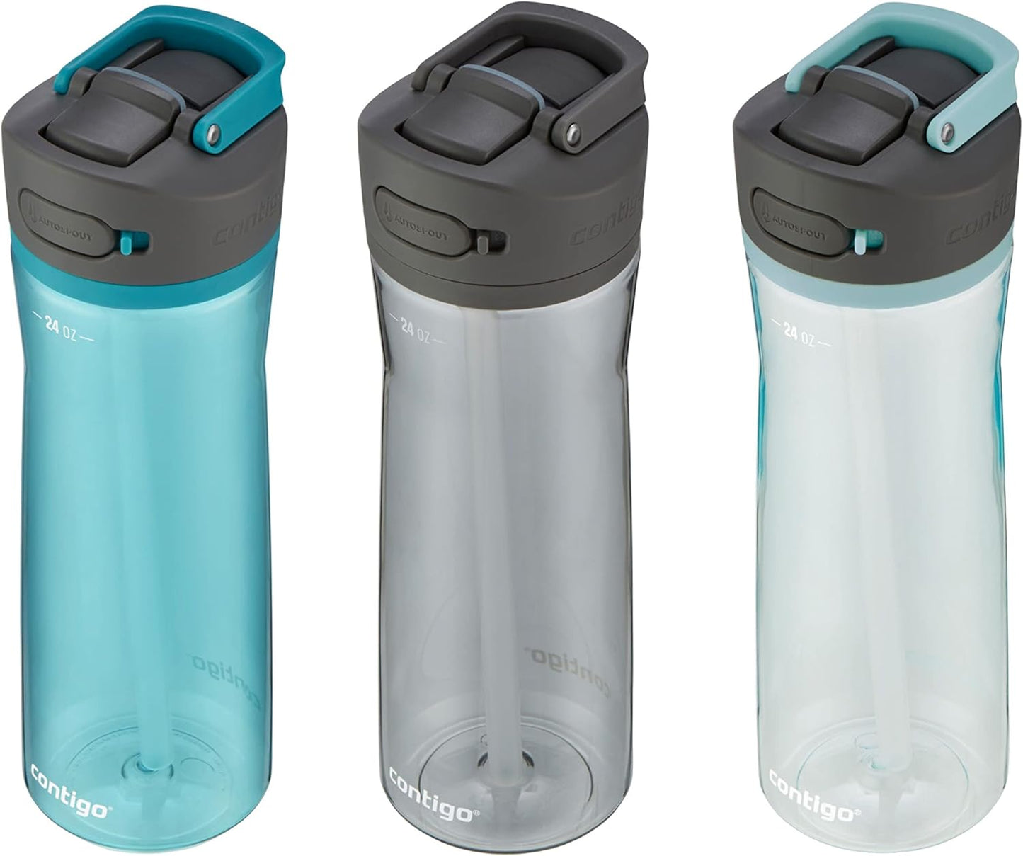 Contigo Ashland 2.0 Water Bottle with AUTOSPOUT Lid | Tritan Water Bottle 24oz. Juniper & Sake & Bubble Tea (Pack of 12)
