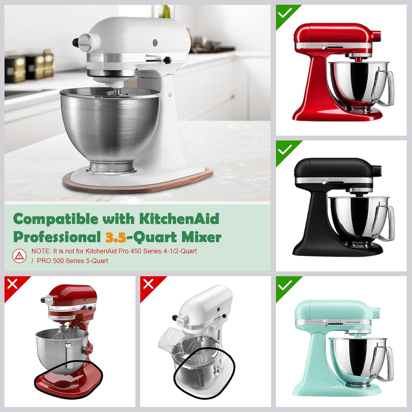 Mixer Slider Compatible with Kitchen aid Mini 3.5 Qt Tilt-Head Stand Mixe - Kitchen Countertop Storage Mover Sliding Caddy for Kitchen Aid Artisan Mixer (3.5 QT - Brown)