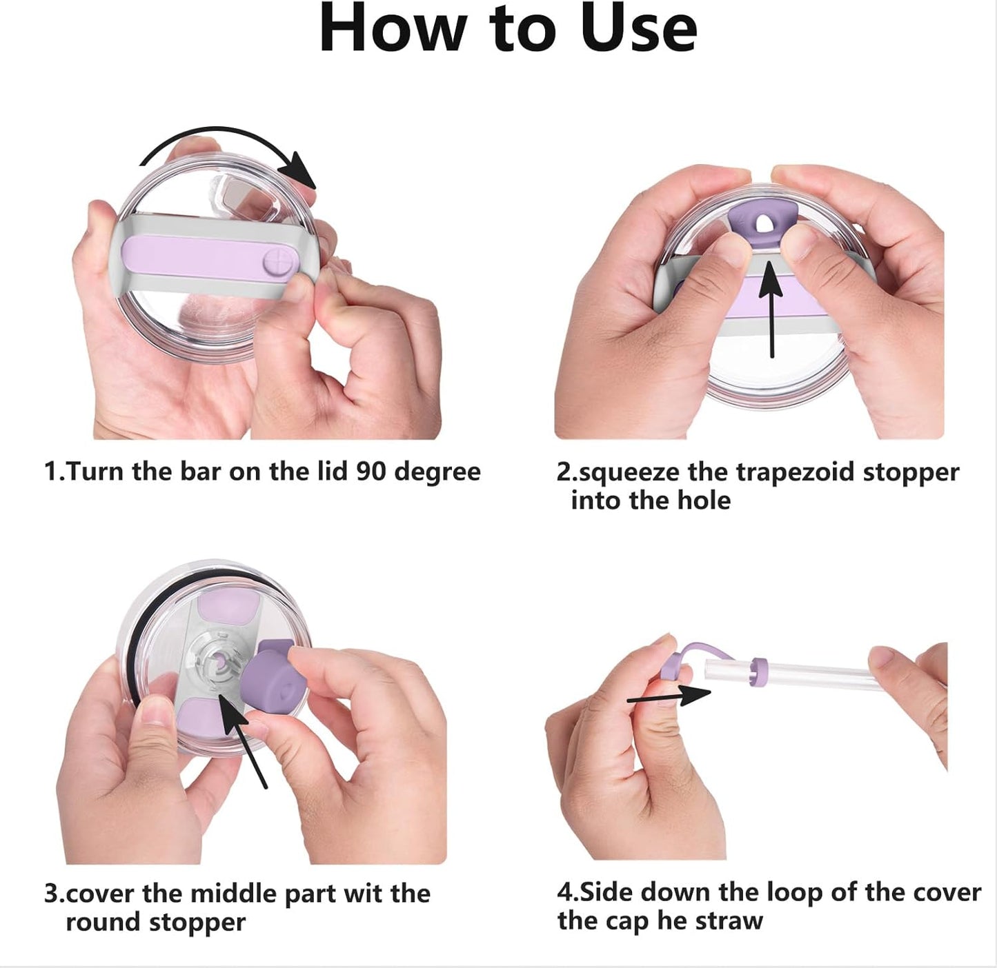 Silicone Spill Stopper Set Compatible with Stanley Cup 2.0 30oz & 40oz with Straw Cover (Set of 2, Lilac)