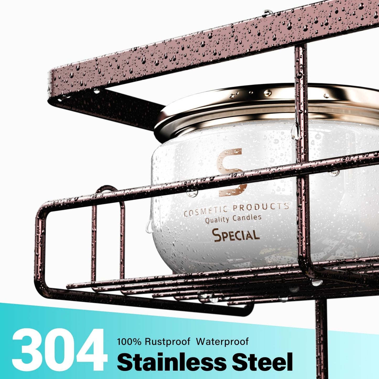 Over the Door Hanging Shower Caddy: Rustproof Hanging Organizer over the Door - No Drilling Bathroom Rack for Inside Shower Bronze