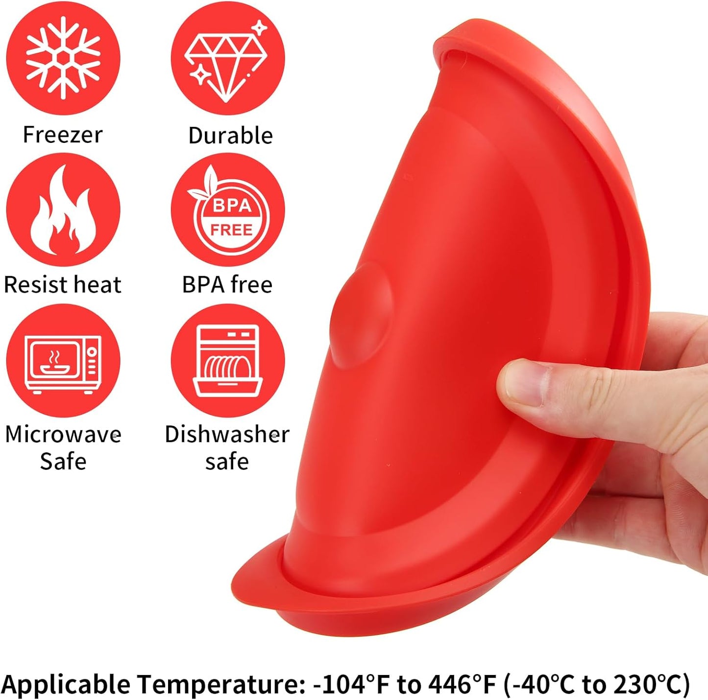 Replacement Lids for Pyrex 7202-PC 1 Cup, Silicone Round Storage Cover Lid for Anchor Hocking Glass Bowl 4 Pack with Date Mark Red