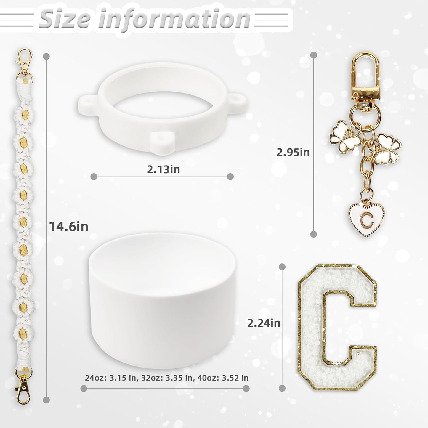 SITKOL Silicone Boot Cute Monogram Set Compatible with Owala Water Bottle 24 oz, 32 oz, 40 oz - Perfect Letter Owala Accessories for Owala Tumbler, Owala Free Sip, Pink Owala, Black Owala