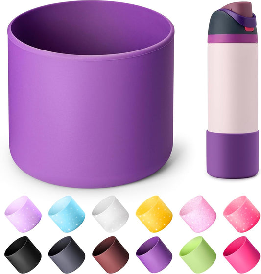 Silicone Water Bottle Boot for Owala 24 oz, Anti-Slip Protective Sleeve for Owala Twist & FreeSip & Flip Stainless Steel Water Bottle, Boot Bottom Base for Owala (Purple)