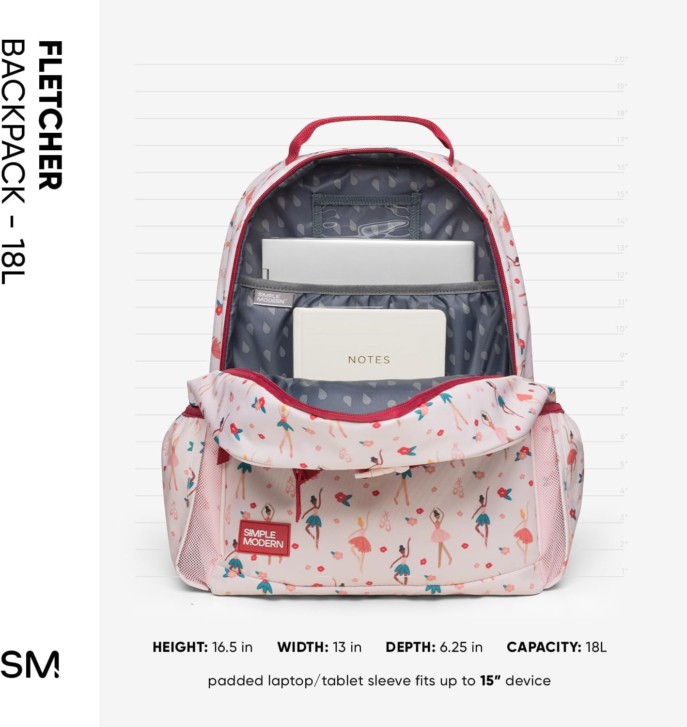 Simple Modern Large Disney Kids Backpack for School Girls and Boys | Princesses Elementary Backpack for Teen | Fletcher Collection | Kids - 16" tall | Princess Rainbows