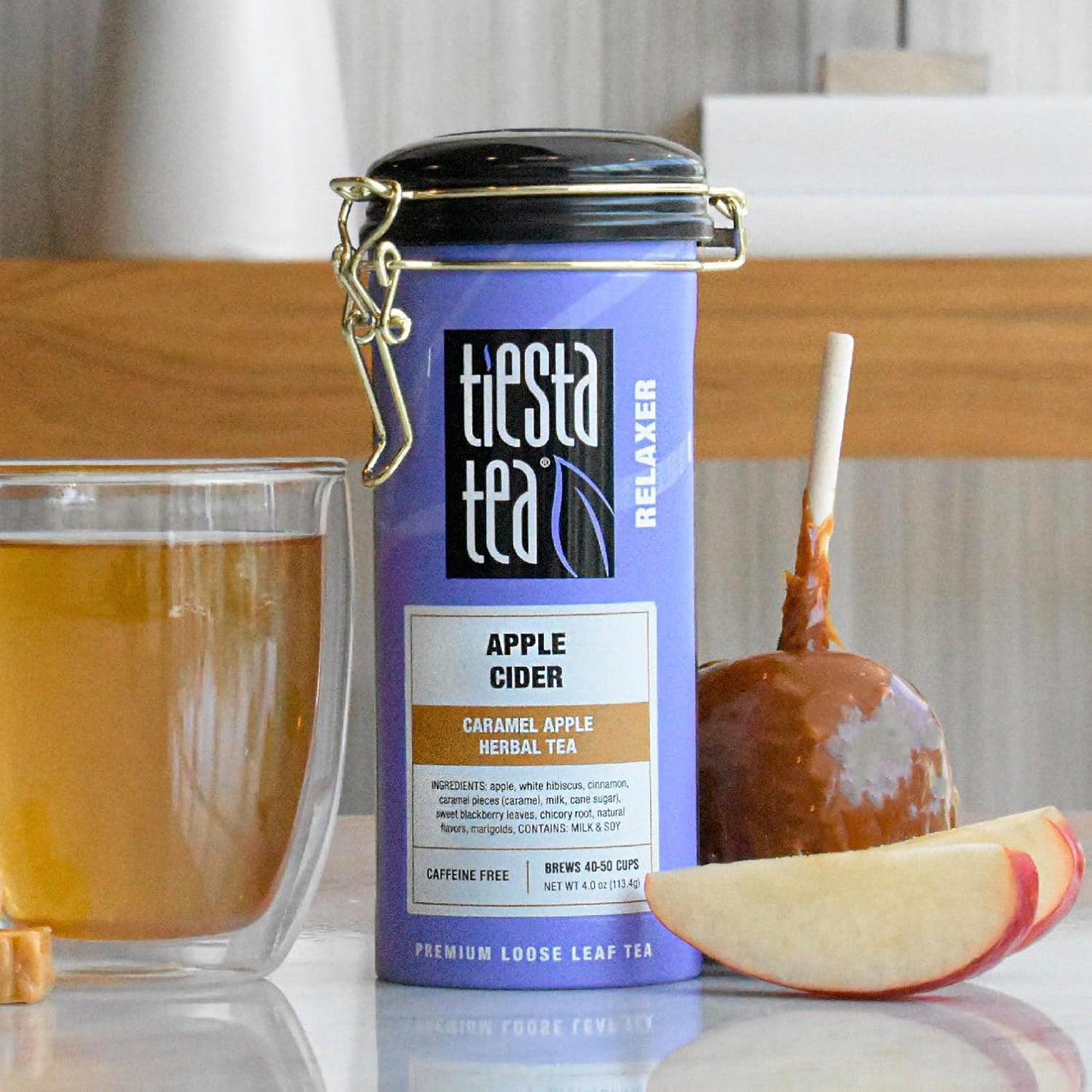 Tiesta Tea - Apple Cider, Loose Leaf, Caramel Apple Herbal Tea, Blend, Non-Caffeinated, Makes Hot or Iced Up to 40-50 Cups, 4oz Refillable Tin