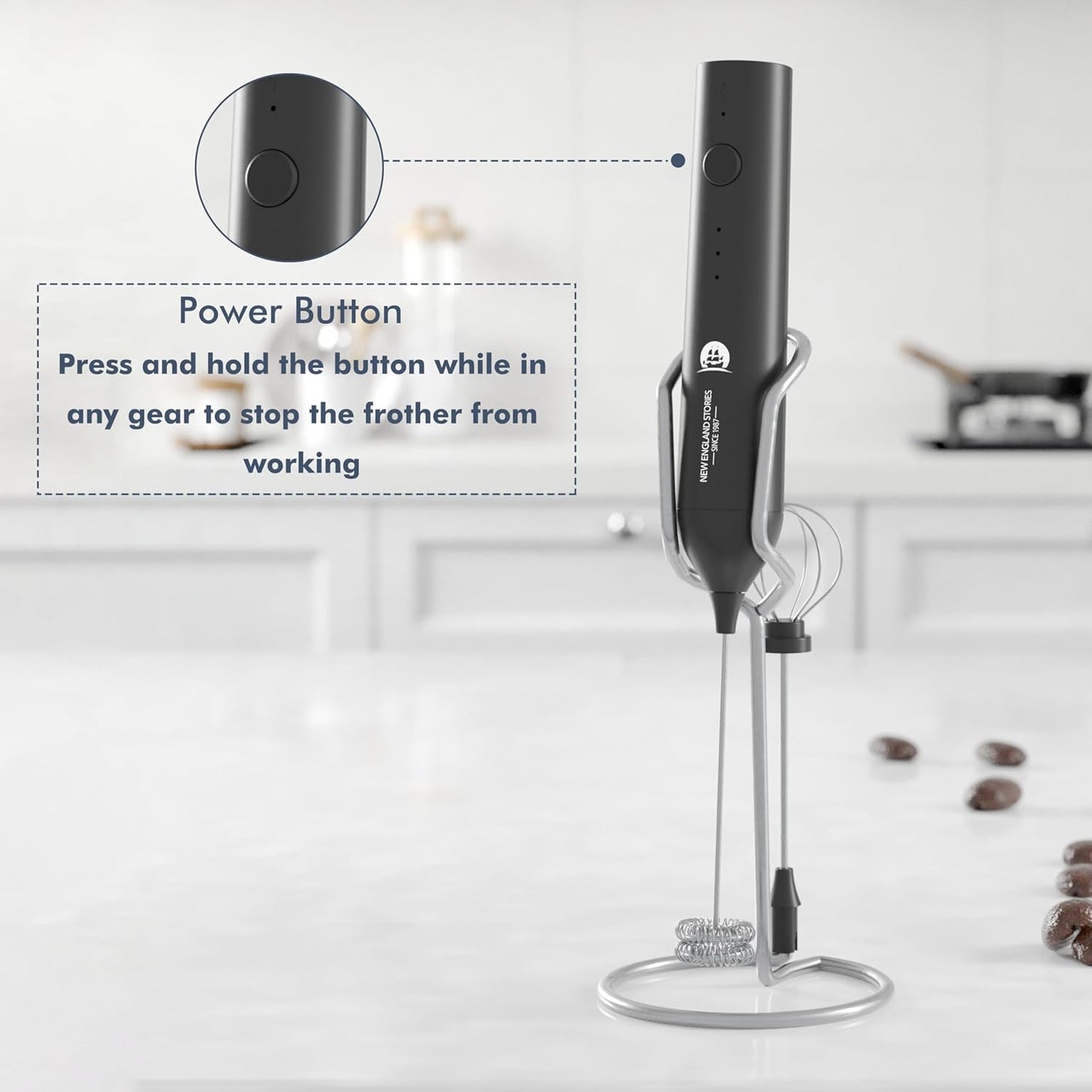 Rechargeable Milk Frother, 3 Speed Frother Wand Handheld Foam Maker with 2-layer Stainless Steel Whisk for Making Cappuccinos, Lattes, Bulletproof Coffee, Keto Drinks, Protein Shakes, and Matcha